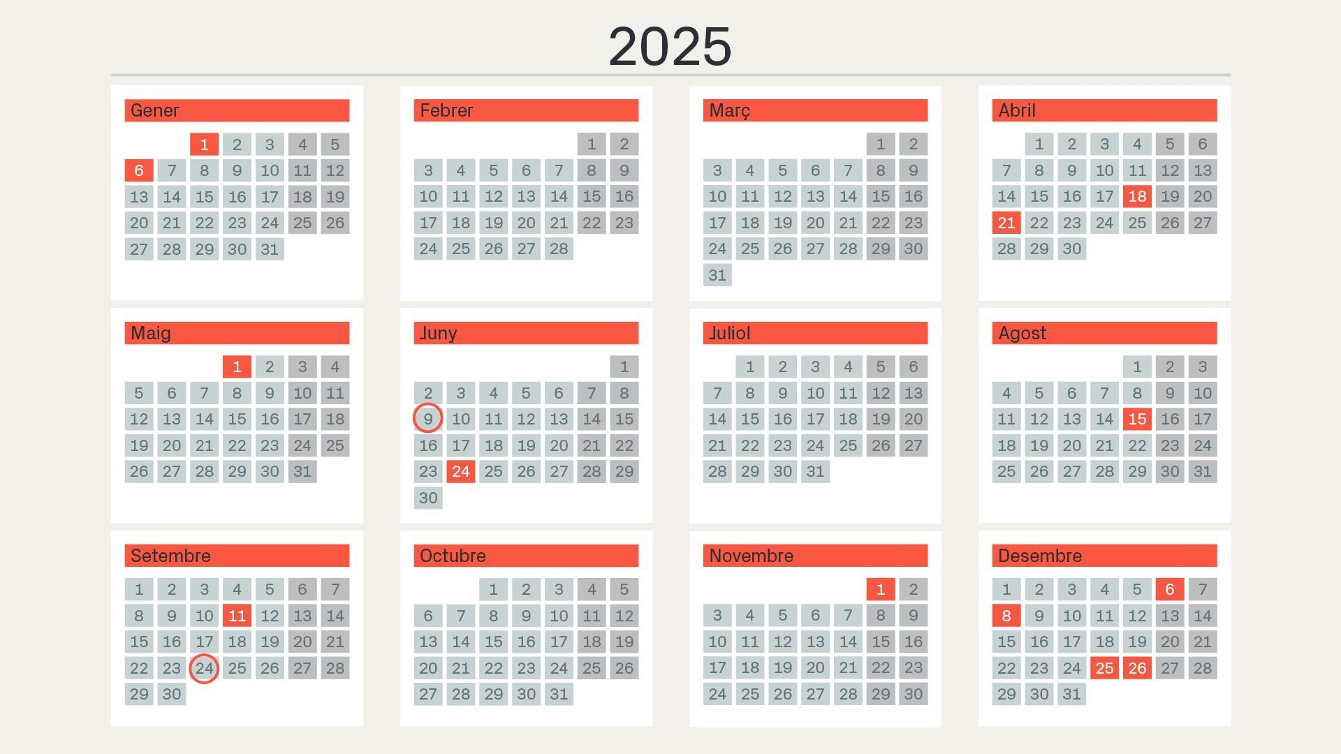 Calendari laboral 2025 Catalunya: festius, ponts i vacances