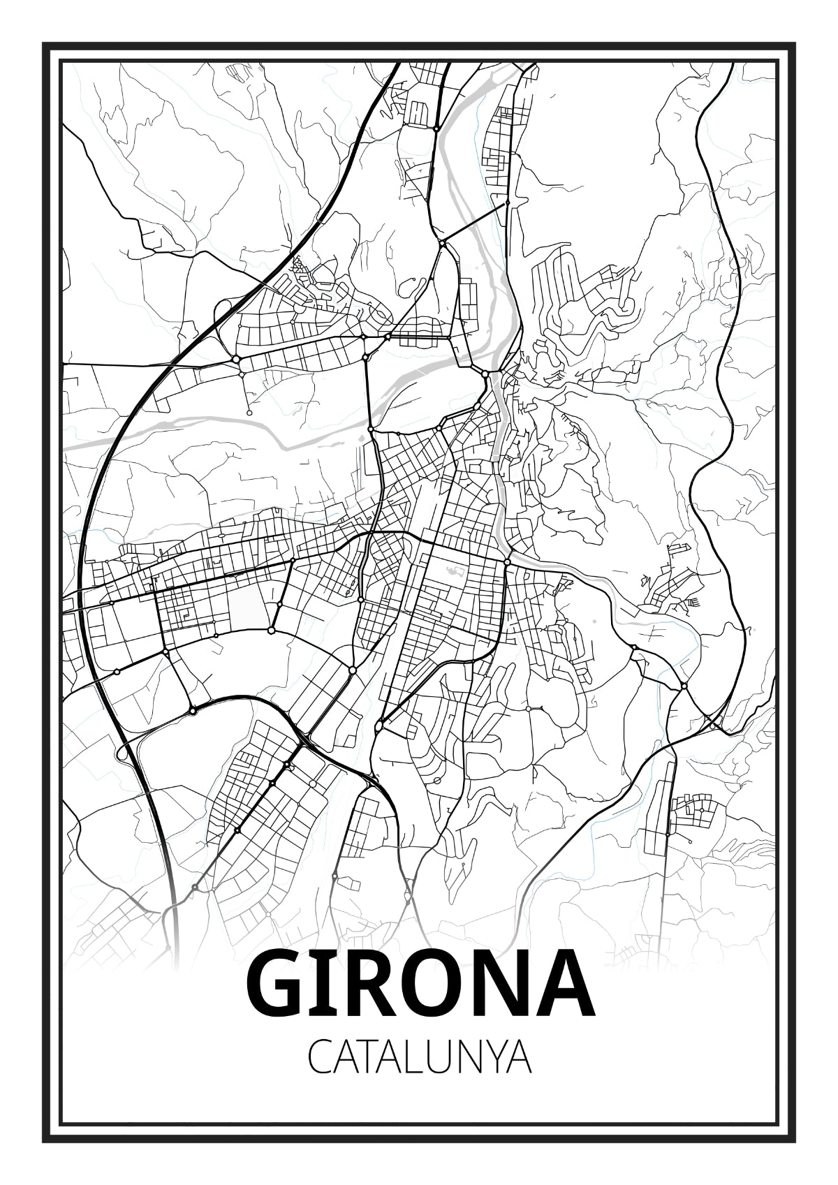 Il·lustració lineal i neta de la ciutat de Girona.
